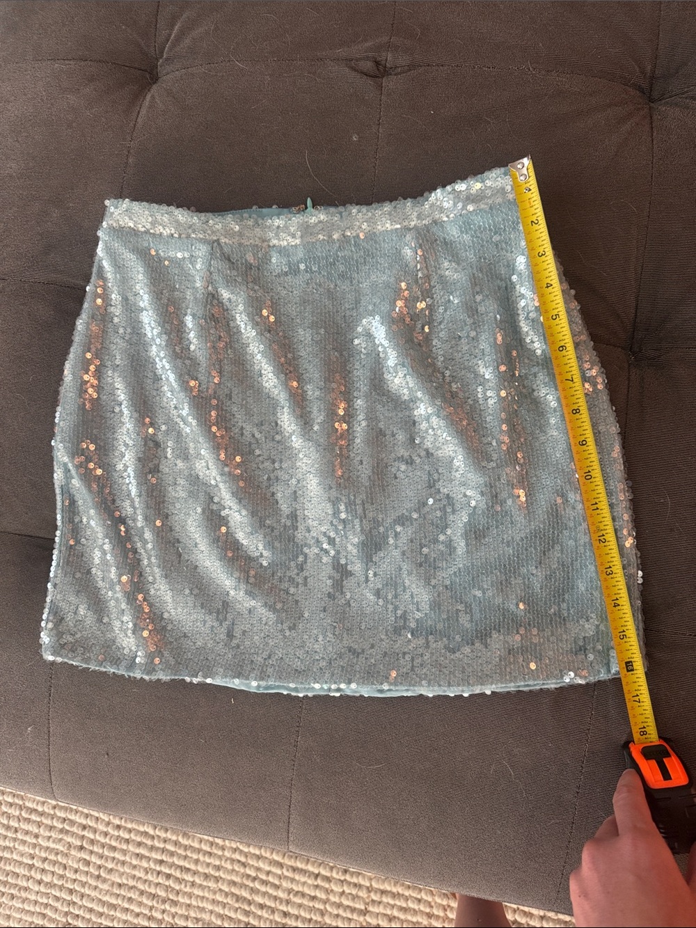 Oh Polly Light Blue Sequin Mini Skirt - Sparkling Party Skirt Sz 10/L